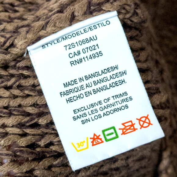 Studio 65 V-Neck Long Sleeve Knit Sweater Elbow Patches Brown Chunky Size Small - Picture 5 of 10